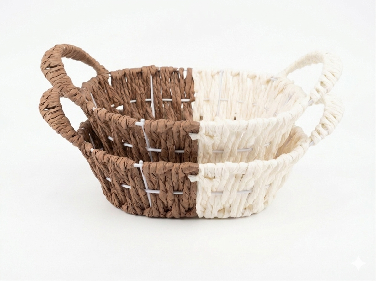 Two-Tone Woven Gift Basket by Silken Stash
