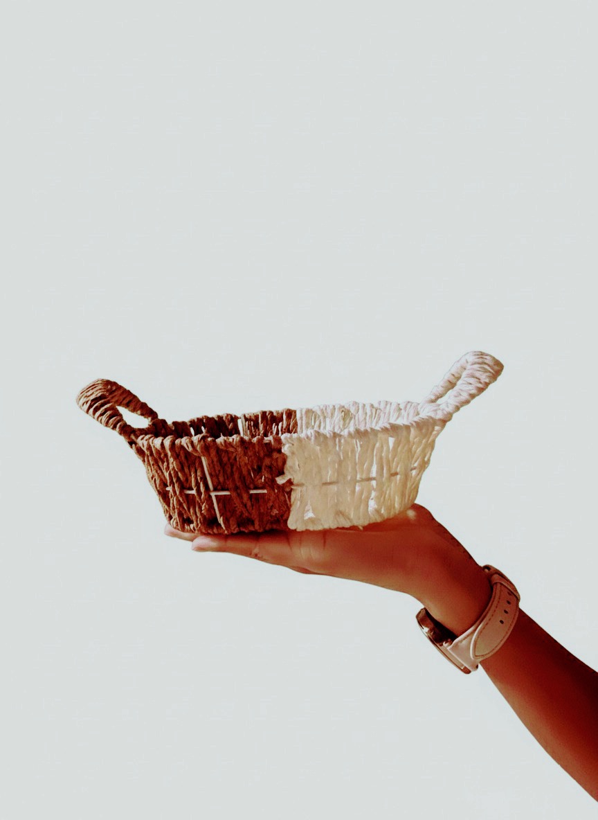 Two-Tone Woven Gift Basket detail view