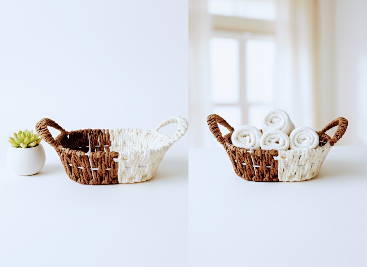 Two-Tone Woven Gift Basket detail view